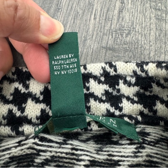 Lauren Ralph Lauren Black White Houndstooth Lambswool Moto Jacket Size M - Picture 5 of 12